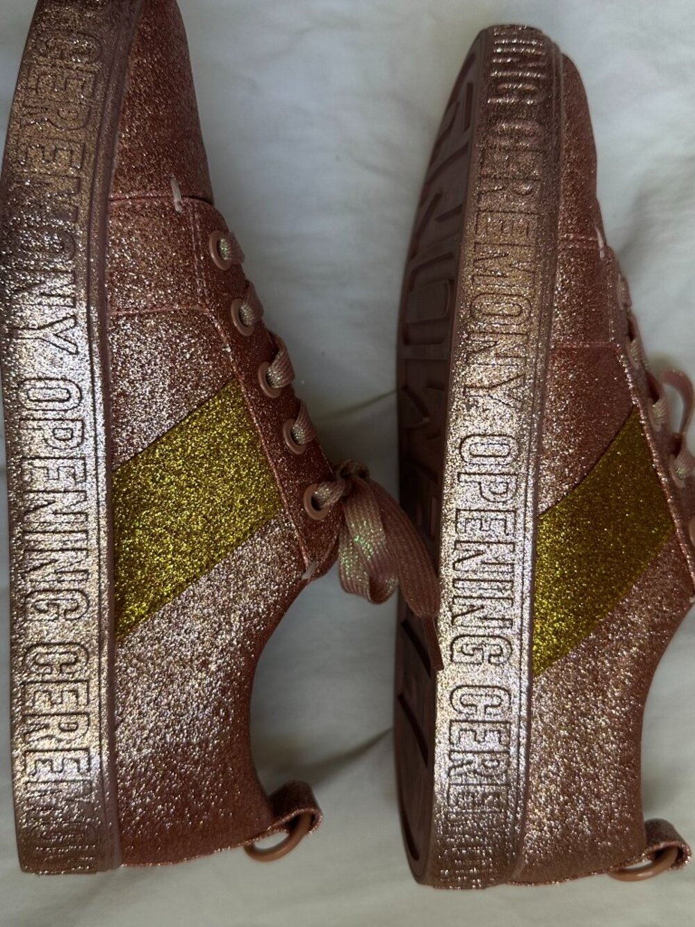 Opening Ceremony Rose Gold Pink & Gold Glitter La Cienega Sneakers